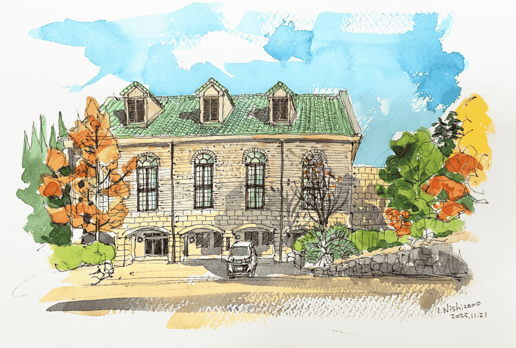 西薗和泉画伯よりふるさと会館の絵をいただきました。